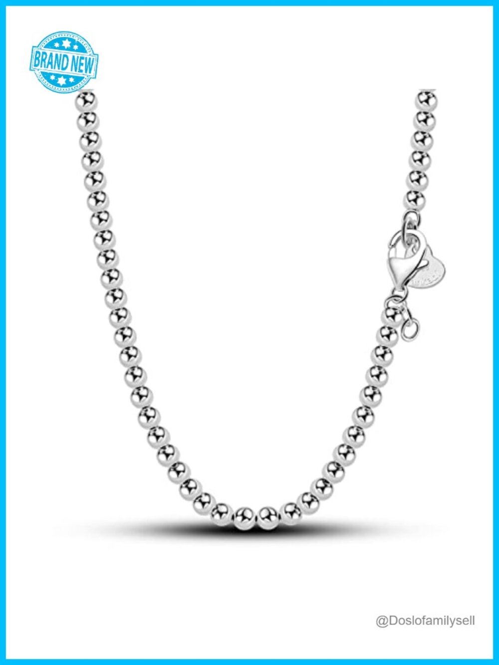 925 Sterling Silver Italian Bead Ball Chain Necklace Women's Jewelry